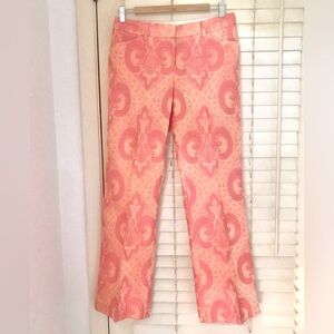 Express Design Studio Women’s Coral Pink Orange Paisley Editor Pants / Slacks 4